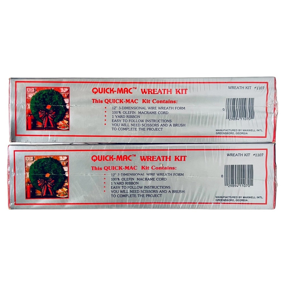 2 Vintage Better Homes Maxwell Quick-Mac Green Christmas Wreath Kit - White, Red - Picture 9 of 10